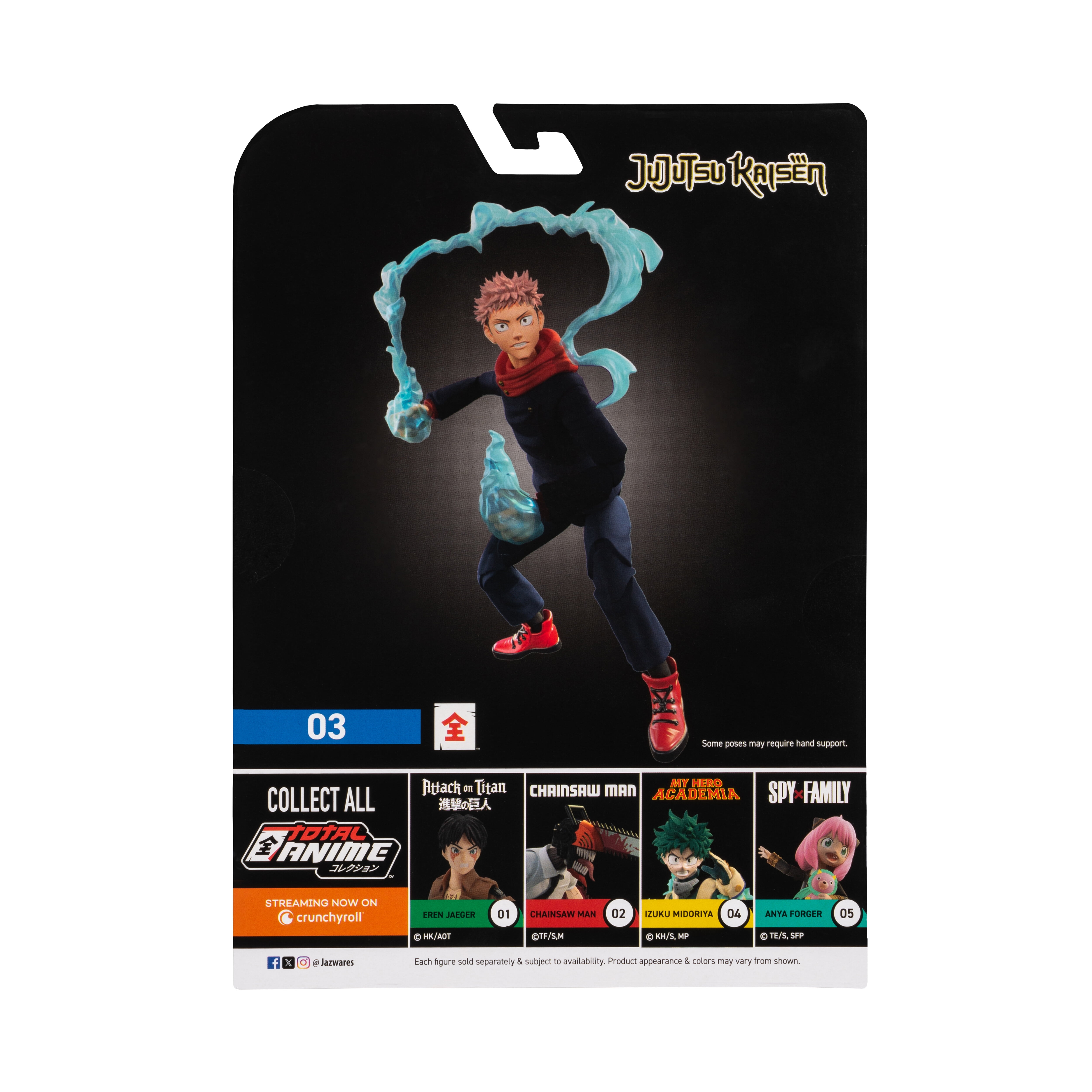 Total Anime Yuji Itadori - 6.5 inch Figure with Swappable Faceplates, Alternate Hands, and Energy Effects
