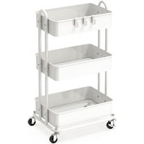 3-Tier Heavy Duty Metal Utility Rolling Cart, White