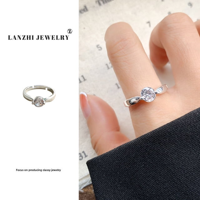 Anillo que no se decolora, anillo abierto de lujo ligero de moda femenina, joyería de circonita, anillo de plata esterlina 925