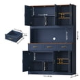 thumbnail image 5 of Hiphuta 72" Tall Kitchen Pantry Storage Cabinet with RGB LED, Hutch Cabinet with Charging Station and Adjustable Shelves for Dining Room, Blue, 5 of 8