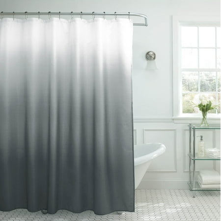 Creative Home Ideas Ombre Textured Shower Curtain with Beaded Rings, Dark (Best Small Bathroom Ideas)