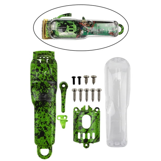 Kit de carcasa completa de bricolaje, cubierta de la base de la carcasa de la cubierta del cabello para la parte 8148 8591 Verde Colcomx cortadora de cabello Carcasa