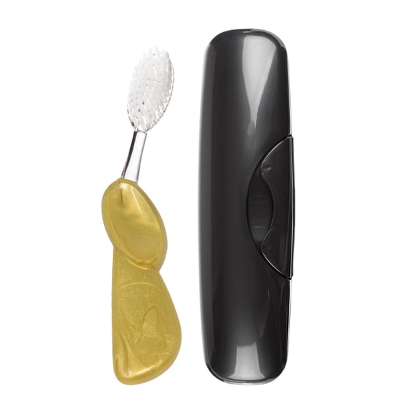 RADIUS Toothbrush Original Big Brush, BPA Free and ADA Accepted, Right Hand, Gold Brush and Black Case