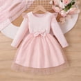 thumbnail image 6 of Girls Long Sleeve Tulle Dress with Bow Glitter Ruffle Sleeves Birthday Party Princess Dress Polyester Pink,Size 4-5 T, 6 of 7