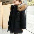 thumbnail image 2 of Kids Girls Boys Winter Coats Lightweight Hooded Puffer Jacket Kid Parka Fleece Snow Outwear Black 5-6Years, 2 of 7