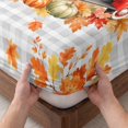 thumbnail image 3 of King Size Fitted Sheet Set - Red Truck Fall 3 Piece Bedding Sets 16" Deep Pocket Fitted Sheet with 2 Pillowcases, Thanksgiving Pumpkins Branches Grey Plaid Brushed Microfiber Hotel Luxury Bed Sheets, 3 of 9