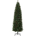 thumbnail image 5 of 6 ft/7.5 ft Pencil Christmas Tree, Prelit Artificial Xmas Tree with 200/300 Led Lights, Decorations, Slim Full Christmas Tree, Skinny Hinged Christmas Tree for Party, Home and Office, 5 of 8