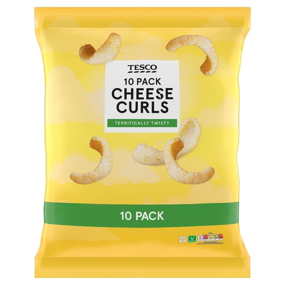 Tesco Cheese Curls 10 Pack 150G, Imported from Britain