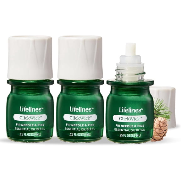 Lifelines ClickWick Essential Oil Blends for Lifelines Diffusers, 3-Pack Walk in The Woods Set - Essential Oil Blend Refill for Candle, Plant & Shower Aromatherapy Diffuser - Fragrance for Diffusers