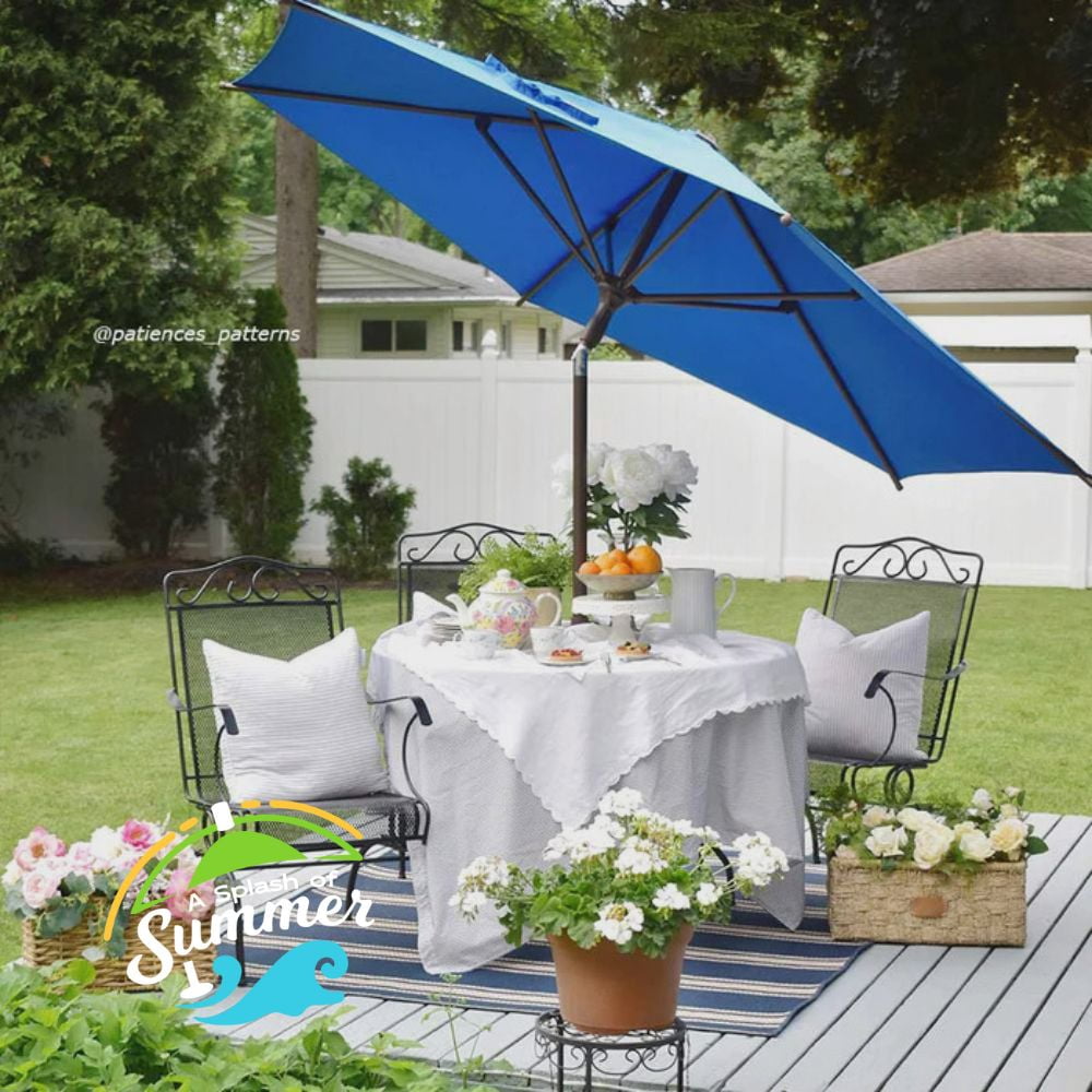 Abba Patio 9ft Outdoor Market Patio Umbrella, Aluminum Frame, Star Series, Dark BlUE