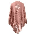 thumbnail image 3 of Alkepwun Cape Shawl for Women Solid Color Suede Hollow Out Medieval Cloak Western Style Laser Cut Triangle Poncho with Long Fringe Soft Comfortable Eye-Catching Evening Dress Shawl, 3 of 3