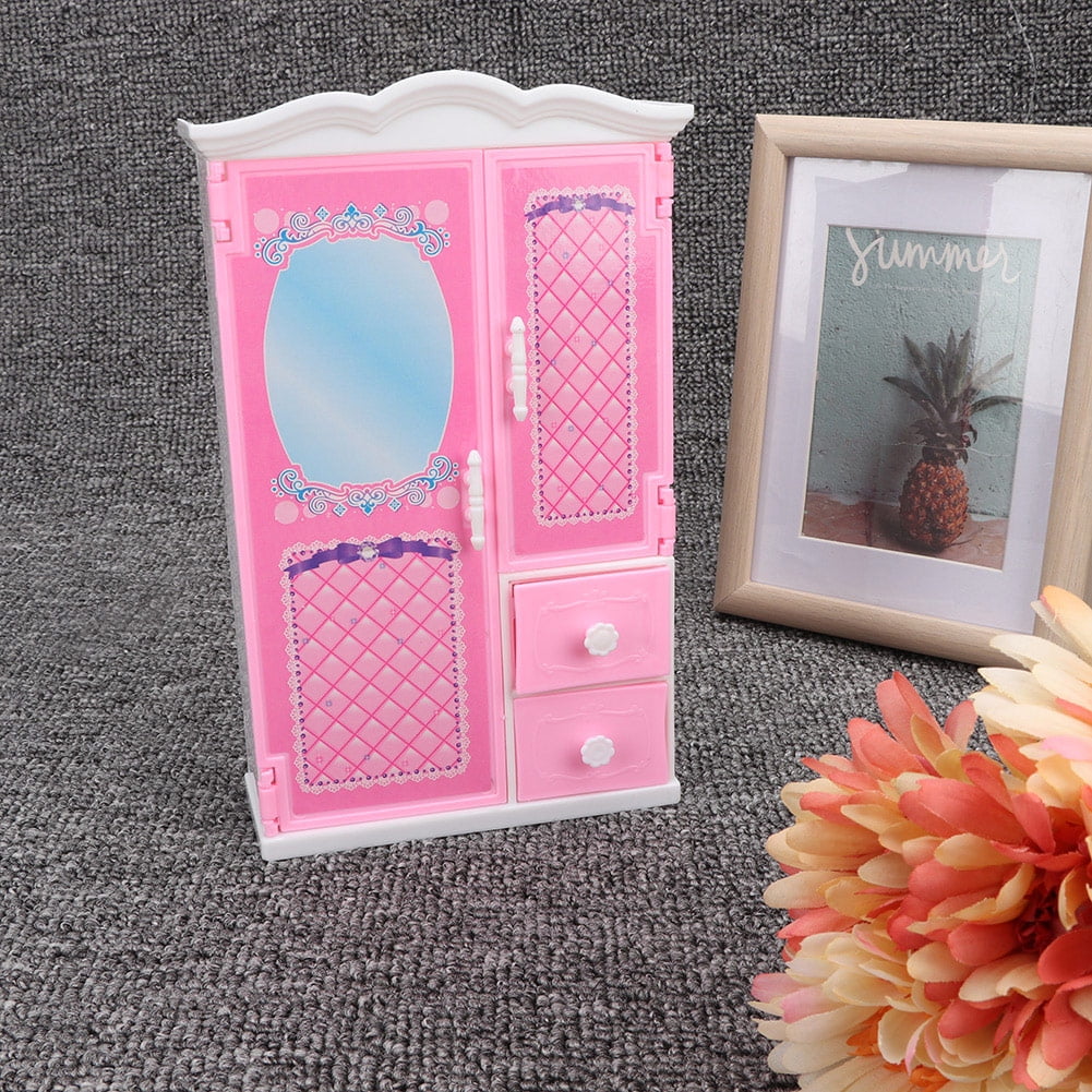 Tebru Pink Storage Doll Wardrobe Closet Furniture Girl Play