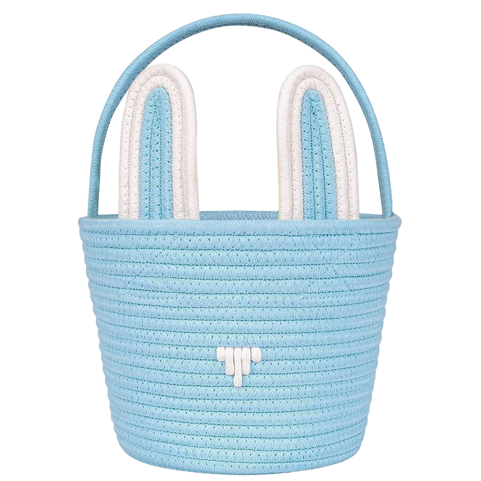 kladzum Easter Basket with Handle Kids Bunny Easter Baskets Easter Bunny Bucket Tote for Easter Eggs Hunts Decorations Candy Gifts Storage Basket
