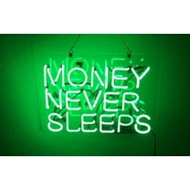 Queen Sense 12" Money Never Sleeps Neon Sign Acrylic Man Cave Pub Bar Wall Decor Artwork Handmade Neon Light WAC028