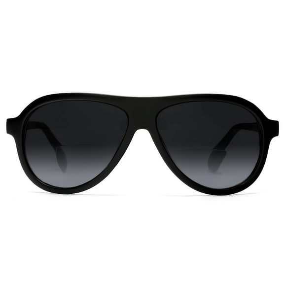 Bi-Focal Sun Readers Aviator Cool Factor Sunshade Sunglasses Matte Black - 2.5 / Black