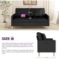 thumbnail image 2 of LAZZO 66" Black Faux Leather 2-Seater Loveseat Sofa with USB Charging, Mid-Century Modern Tufted Comfy Cloud Couch for Small Spaces, Living Room Bedroom Office Apartment, 2 of 8