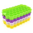 thumbnail image 2 of 1 pieza de rejilla de hielo de panal de abeja, molde de rejilla de hielo de silicona apilable, creativo, bricolaje, caja de hielo de 37 rejillas, color amarillo, 2 of 5