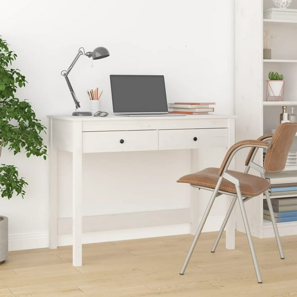 vidaXL Desk with Drawers White 100x50x78 cm Solid Wood Pine
