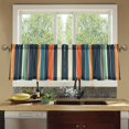 thumbnail image 4 of Yayeee Kitchen Curtains Tier Set of 2 Light Filtering 57"x24" Over Sink Window Panels, Navy Blue Stripes, 4 of 7