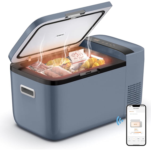 Portable Refrigerator & Food Warmer, 20L (21Qt) 12 Volt Car Fridge Freezer with App Control, German SECOP Compressor, Heats Up to 55°C, 12/24V DC&110-240V AC for RV, Truck, Camping, Home