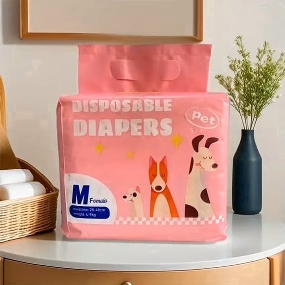 Dash Medium Super Absorbent Disposable Male Dog Belly Bands, 12 Count