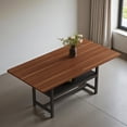 thumbnail image 3 of Tcbosik 71" Long Dining Table with Open Shelf, Modern Kitchen Table with Metal Frame, Easy Assembly, Walnut, 3 of 10