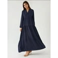 thumbnail image 3 of Textured V-Neck Maxi Dress with Button Detail, 3 of 7