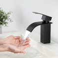 thumbnail image 2 of Grifo de baño de diseño cuadrado, acero inoxidable SUS304 y latón macizo, caño en cascada para un flujo de agua constante y un funcionamiento ecológico, 2 of 5