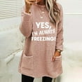 thumbnail image 2 of Darzheoy Womens Tops Solid Color Printed Fashion Versatile Pullover Sweatshirts Round Neck Fall Winter Plus Size Pocket Plush Thickened Thermal Loose Blouses, 2 of 4