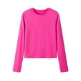 thumbnail image 5 of Tittly Graphic Tees Tshirts Shirts Women's solid color crewneck slim thin fashion long sleeve T-shirt base layer Womens Tops Womens T Shirts Casual Hot Pink S, 5 of 9