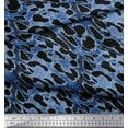thumbnail image 3 of Soimoi Blue Cotton Cambric Fabric Leopard Animal Skin Decor Fabric Printed Yard 56 Inch Wide, 3 of 3