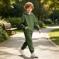 thumbnail image 6 of Mifsaly Toddler Boys Girls 2 Piece Fleece Tracksuit Outfits Solid Color Long Sleeve Hoodie and Jogger Pants Kids Outdoor Warm Fall Winter Casual Activewear, 6 of 9