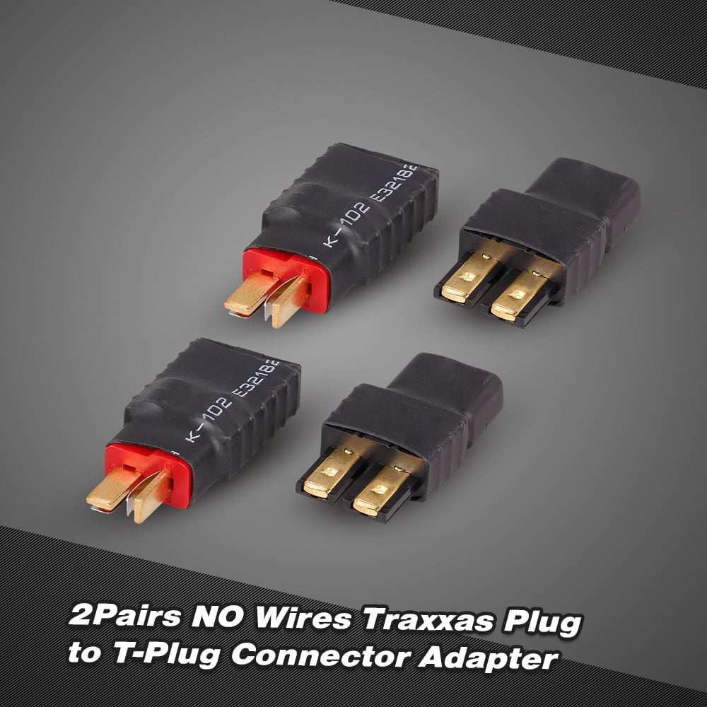 2Pairs NO Wires Traxxas Plug Female to T-Plug Male and Traxxas Male to T-Plug Female Connector