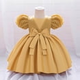 thumbnail image 2 of CAIXIA Toddler Flower Girl DressElegant Satin Bow Dress For Baby Girls Christening Birthday Party Gown,Gold,3-6 Months, 2 of 4