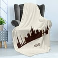 thumbnail image 4 of Hungary Soft Flannel Fleece Blanket, Silhouette of Budapest City Famous Eastern European Architecture Panorama, Cozy Plush for Indoor and Outdoor Use, 60" x 80", Seal Brown and Ivory, by Ambesonne, 4 of 5