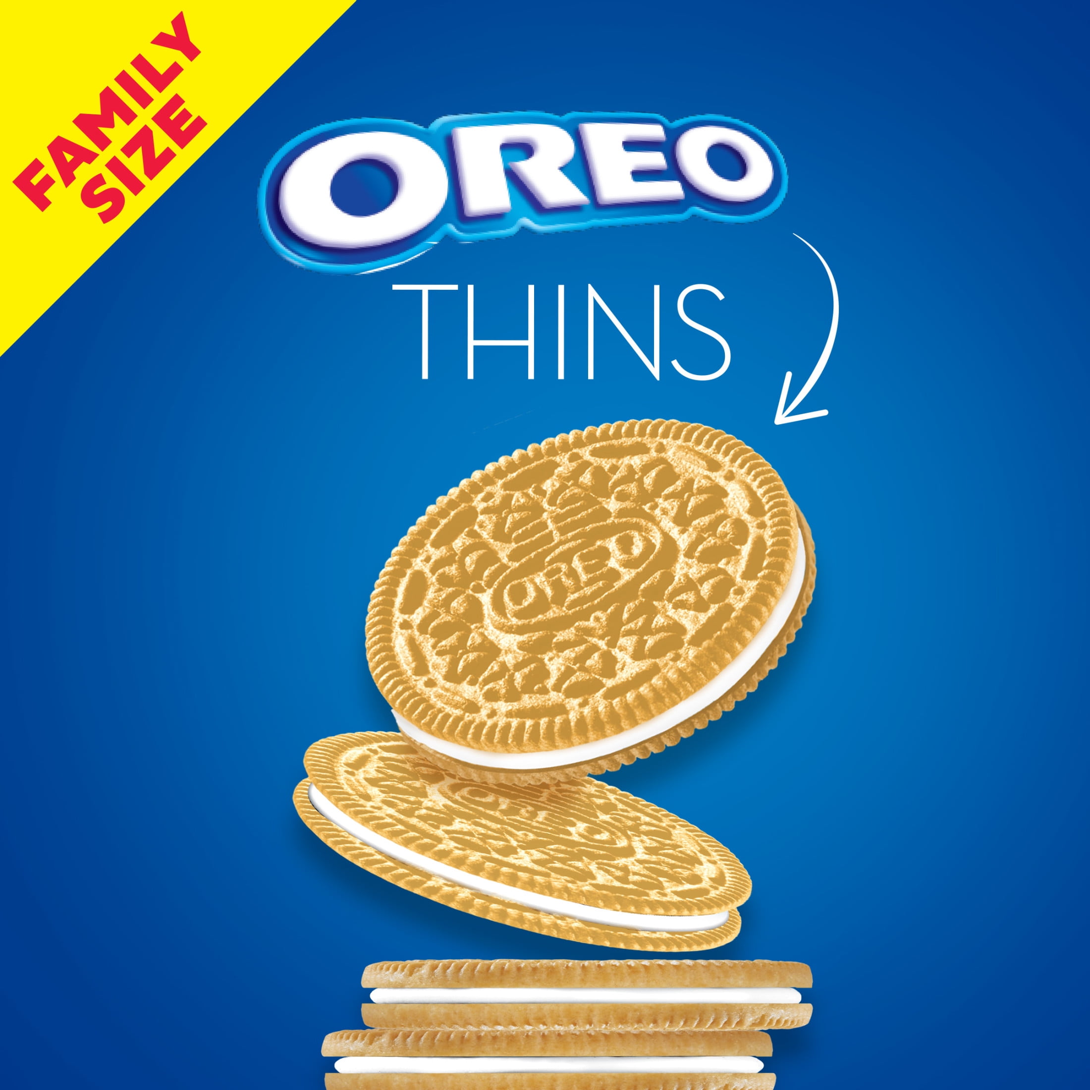 (3 pack) OREO Thins Golden Sandwich Cookies, Family Size, 13.1 oz
