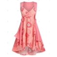 thumbnail image 2 of Vestido de Escote de Plegado Oblicuo con Estampado Floral de Talla Extra Rosegal  Vestidos casuales de talla grande, 2 of 5