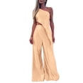 thumbnail image 3 of Laqbezok Women's 2-Piece Satin Set, Sexy One Shoulder Asymmetrical Long Top and Wide Leg Pants Outfit, Elegant Solid Color Silk-Like Party Gown Set, 3 of 5