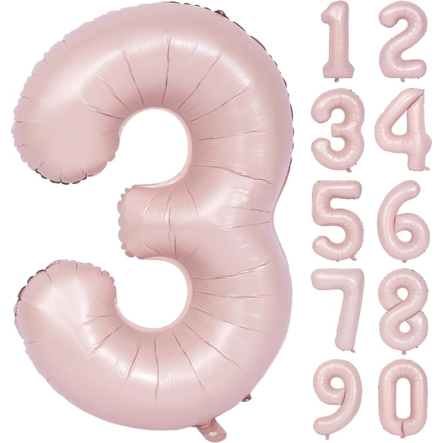 Yanonmyfd Globos de números de color rosa mate de 40 pulgadas, con papel de helio, globo de Mylar, para fiesta de cumpleaños, banquete, decoración digital 3
