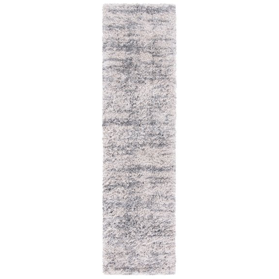 SAFAVIEH Iceland Issie Abstract Shag Runner Rug, Ivory/Grey, 2' x 8'