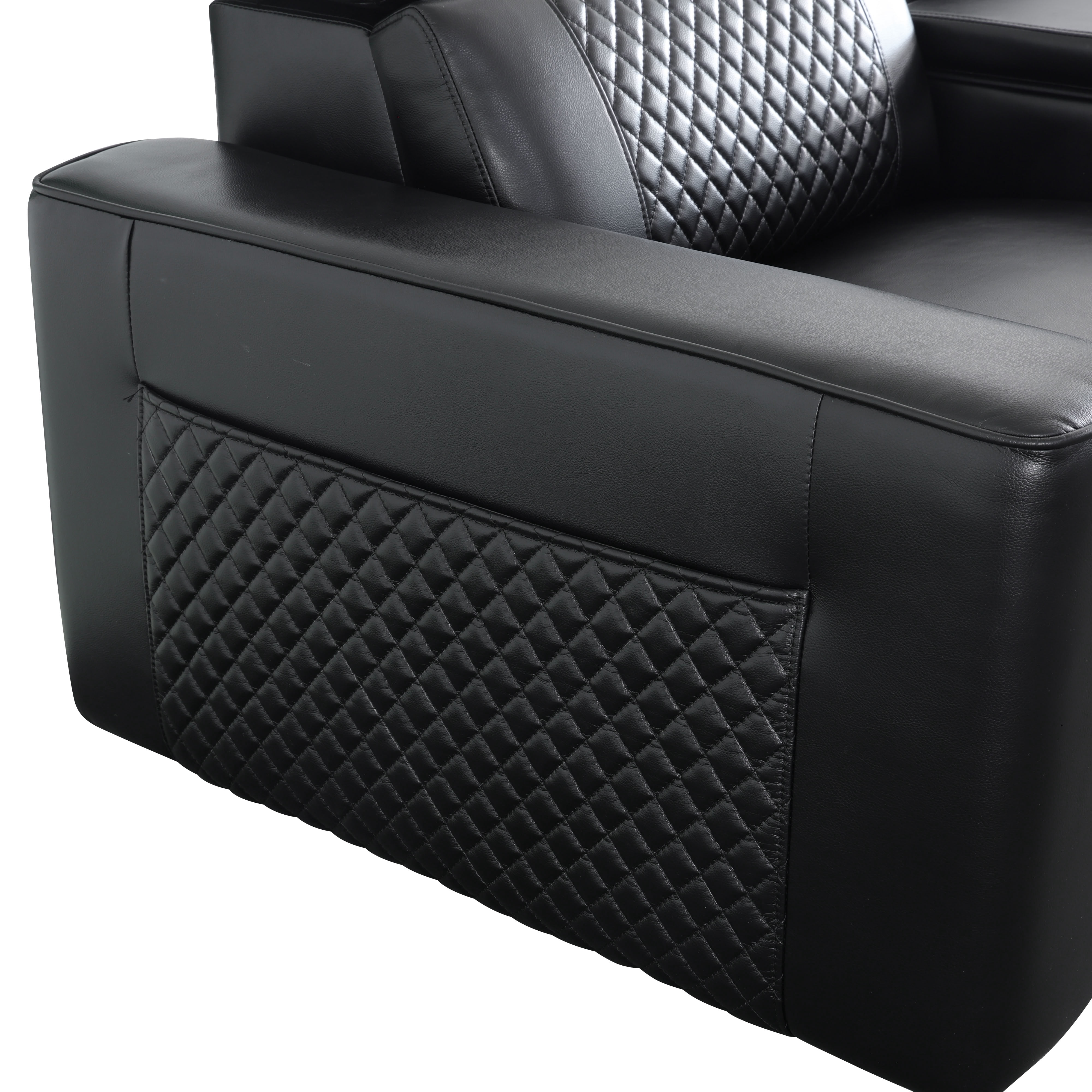 MAYEERTY Oversized Power Recliner Sectional Sofa, L-Shape Corner Couch with Bluetooth Speaker, USB Port, Wireless Charging & Cup Holders, Semi PU Leather for Home Theater, Living Room