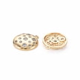 thumbnail image 2 of 30pc Brass Micro Pave Clear Cubic Zirconia Charms Nickel Free Flat Round Real 18K Gold Plated 15x13.5x3mm Hole: 1mm, 2 of 2
