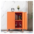 thumbnail image 5 of Small 2 Transparent Door Metal Storage Side Buffet Cabinet for Bed Room,Living Room,Entryway,Hallway,Home,Hotel,Office,Garage,Kitchen,1 Removable Shelf. (Metal Door, Orange), 5 of 5