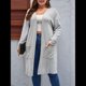 thumbnail image 5 of Cárdigan de Punto Ligero y Suave para Mujer, de Talla Grande, con Mangas Largas, Abierto Al Frente y Bolsillos. Gris 5XL, 5 of 7