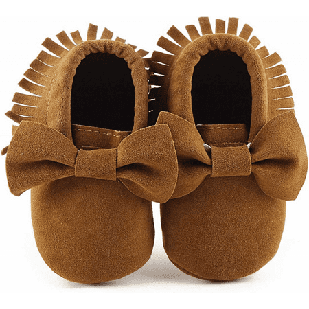 

Rush Infant Baby Fringe Moccasin Slipper Boys Girls Tassel Suede Leather Toddler Sneakers Soft Sole First Walking Loafers Crib Shoes 02 Dark Brown 3-6 Months Infant S646