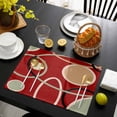 thumbnail image 3 of Geometric Red Placemats Set of 8, Boho Retro Abstract Circle Black Green Placemats for Dining Table, Place Mats for Kitchen Tabletop, Waterproof Wipeable Dining Table Mats Set, 3 of 9