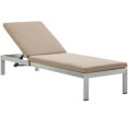 thumbnail image 1 of Modway Shore Plastic Wood Reclining Patio Chaise Lounge in Silver and Mocha, 1 of 4