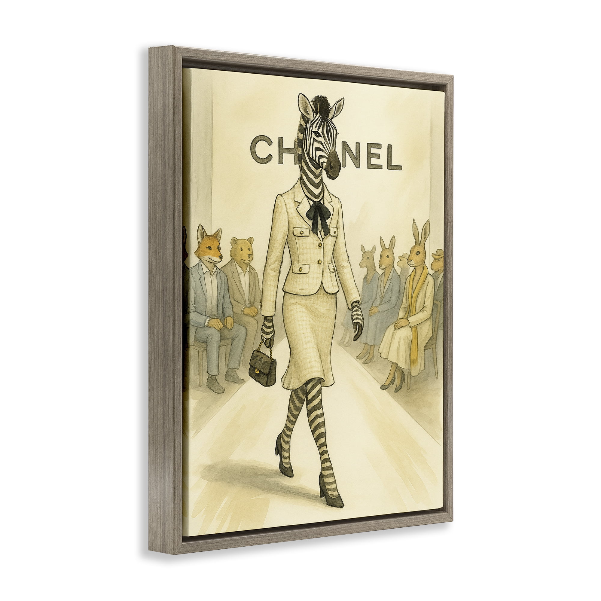 Stupell Industries Fashion Runway Zebra Brown Framed Floater Canvas Wall Art, design by Grotto Studios