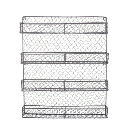 Dii Cominhkpr145965 Z01445 Vintage Mounted Chicken Wire Organizer For Kitchen Wall Pantry Or Cabinet 1694 X 23 X 1996 4 Tier Spice Rack