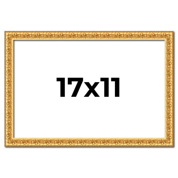 17x11 Frame Gold Real Wood Picture Frame Width 1 inches | Interior Frame Depth 0.5 inches | Edwina